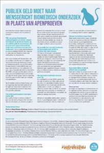 Open brief: Publiek geld hoort naar mensgericht biomedisch onderzoek in plaats van apenproeven